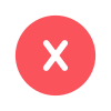 round ball with a red background and a white x in the middle