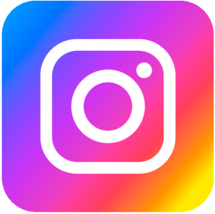 rainbow background with a square in the middle and inside the square an instagram symbol ball